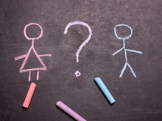 Gender equality concept. Male and female symbol on the scales with balance